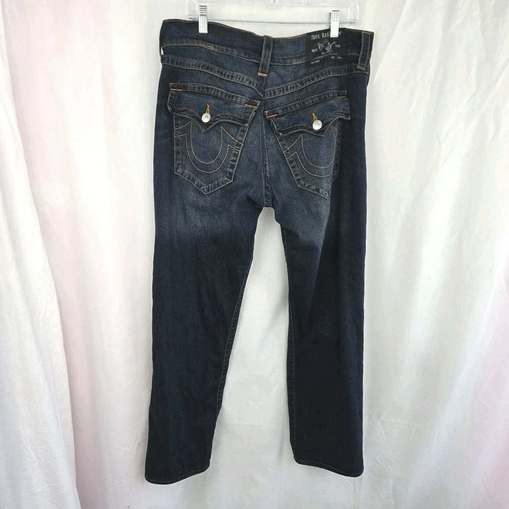 True Religion Mens Ricky‎ Relaxed Straight Leg Jeans Size 36 Flap Pocket Denim